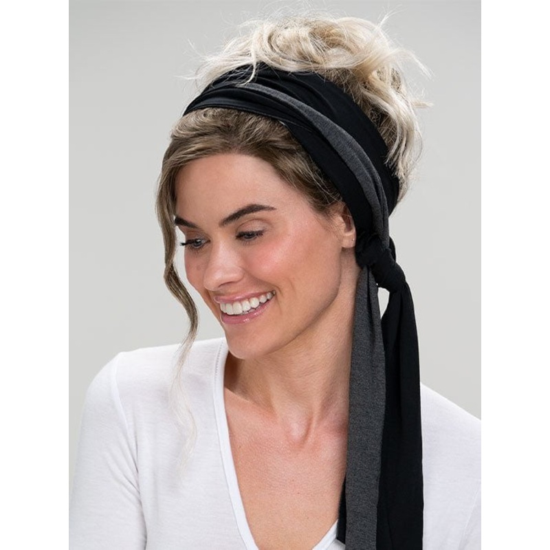 The Reversible Softie Headscarf BLACK-DARK-GREY