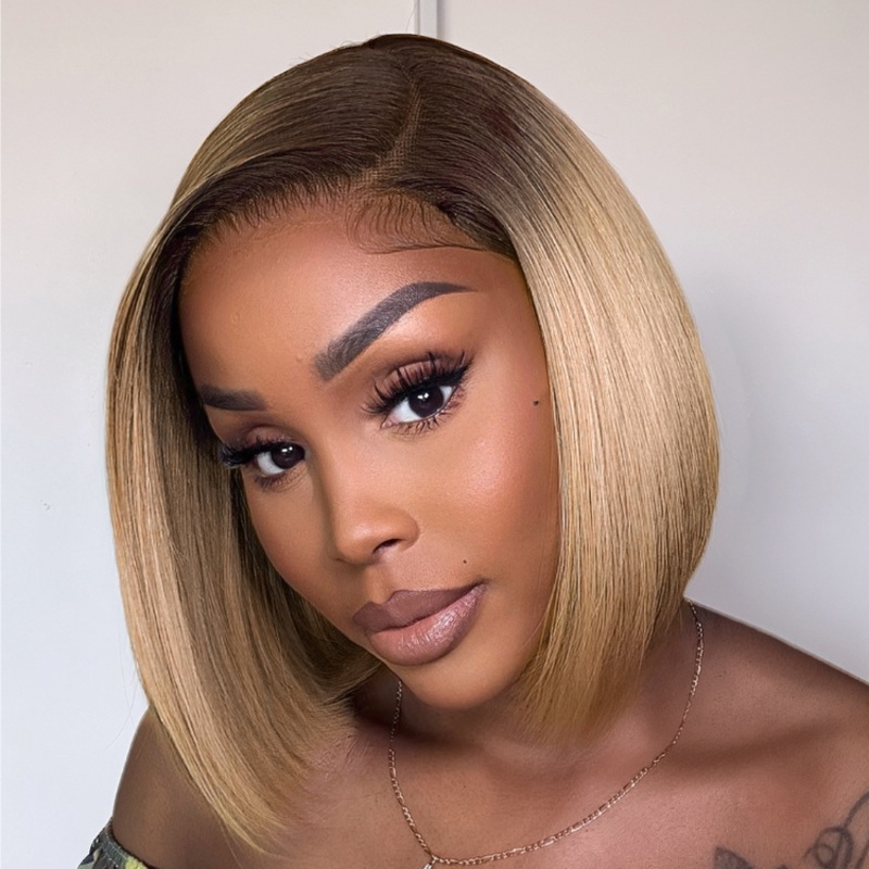 Weekly Special | Put On & Go Blunt Cut Straight Bob Minimalist HD Lace Glueless C Part Wig – US Only Ash Blonde 8 Yes