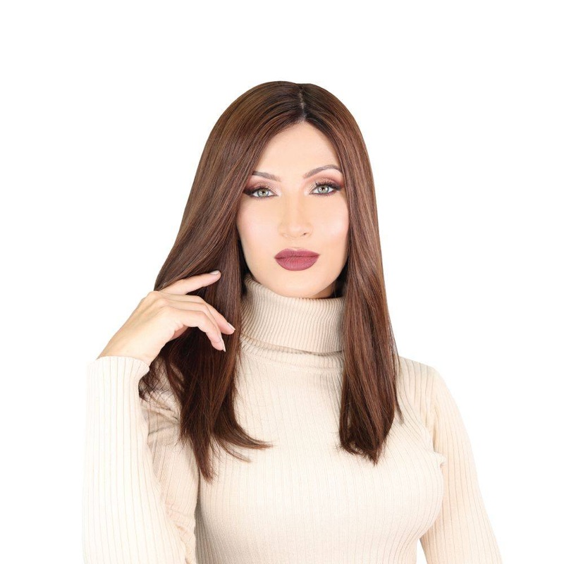 19″ Nicole Silk Top Wig Auburn w/ Partial Rooting
