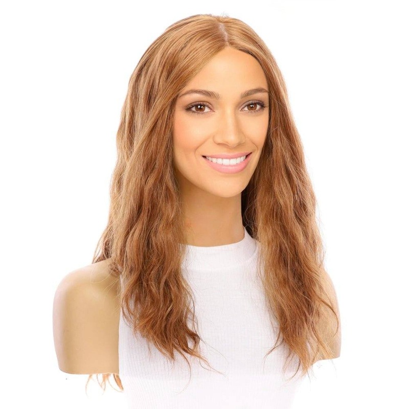 22″ Ponytail Silk Top Wig Strawberry Blonde Wavy Zig Zag Lace Front