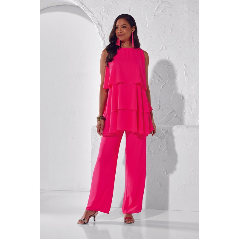 Flow of Tiers 2-Pc. Pantset by Studio EY FLAMINGO PINK M