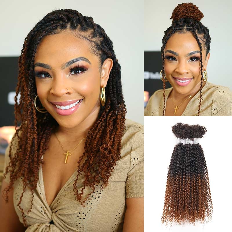 QVR 1 Pack Afro Kinky V Bulk Hair for Kinky Twist Crochet Braiding Hair 1  Pack Ombre #T2/30 10”