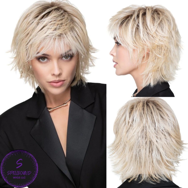 Razor Cut Shag – Look Fabulous Collection by TressAllure EL12/22/8 – Blend of LIght Golden Brown & Gold Blonde with Gold Blonde Highlights & Medium Brown Root