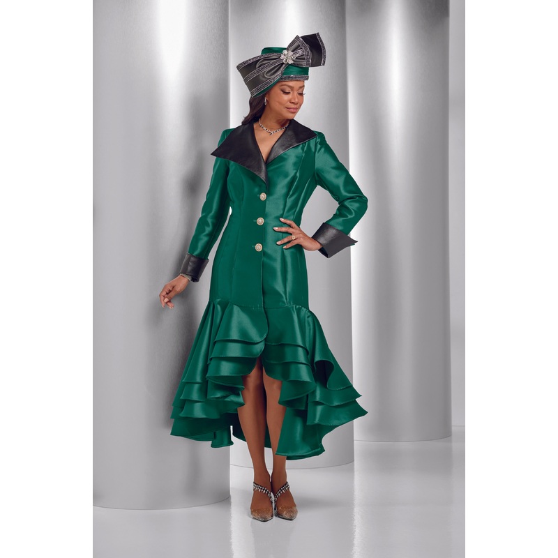 Tailored with Tiers High-Low Dress by Lisa Rene Black Label EMERALD 26W
