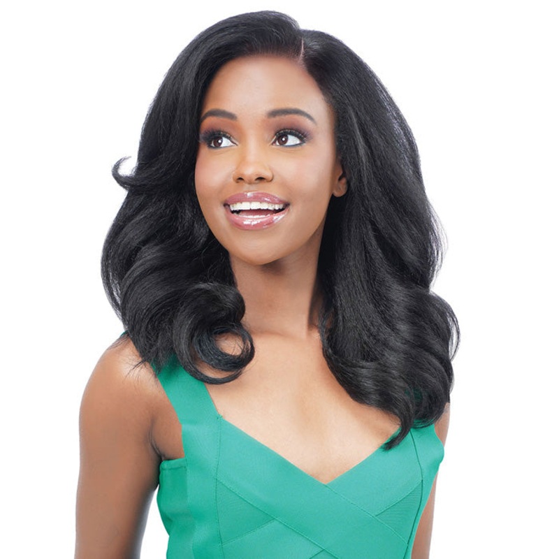 Zury Sis Yaki Texture Glueless Human Hair Blend 13×6 HD Lace Front Wig – OLINDA 1