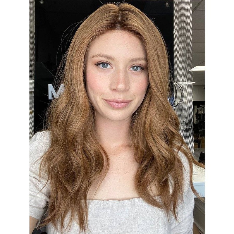 22″ Ponytail Silk Part Wig Strawberry Blonde w/ Partial Rooting