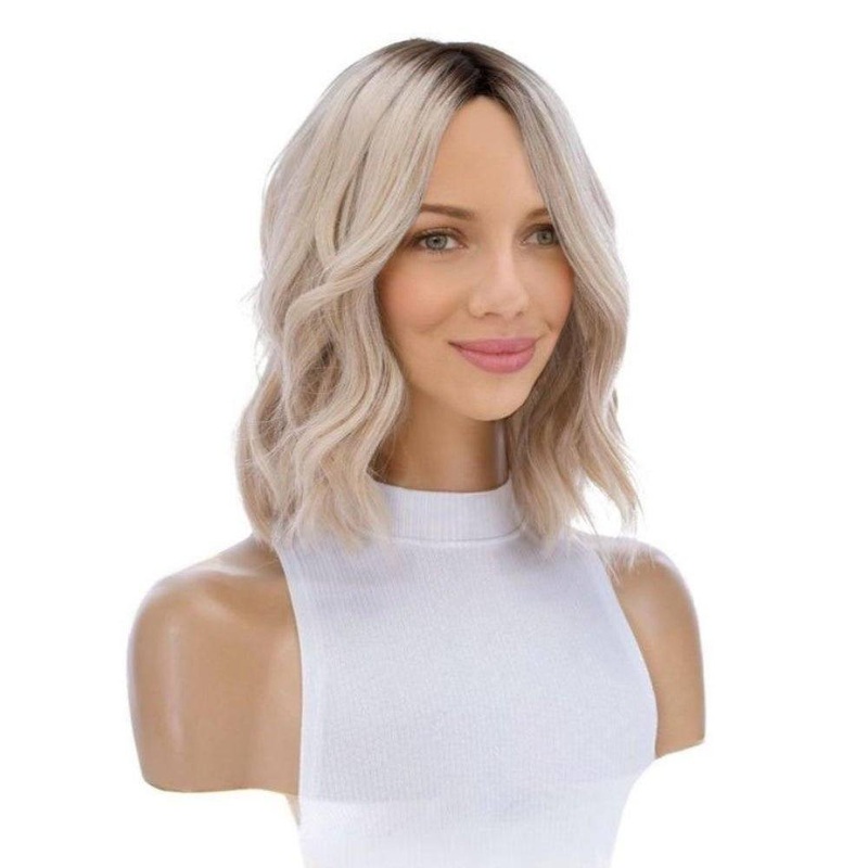 13″ Victoria Silk Top Wig Platinum Blonde w/ Partial Rooting