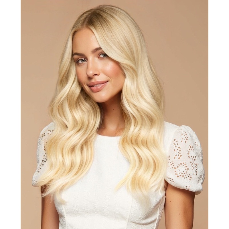 invisible clip-in hair extensions light blonde. 14″ Classic