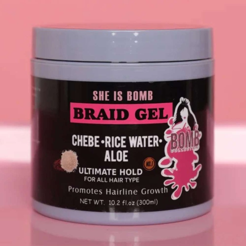 She is Bomb Collection Chebe, Rice Water & Aloe Braid Gel – Ultimate Hold 10.2 fl.oz (300ml)