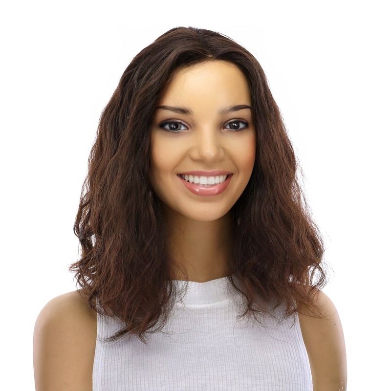 16″ Divine Luxe Lace Top Topper #4 Dark Brown Wavy Zig Zag Lace Front