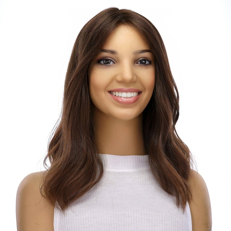 16″ Divine Luxe Lace Top Topper #6 Neutral Medium Brown Zig Zag Lace Front