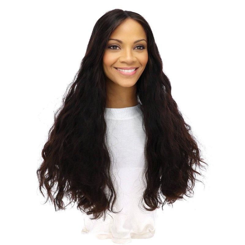 24″ Divine Lace Top Wig Natural Black Wavy Zig Zag Lace Front