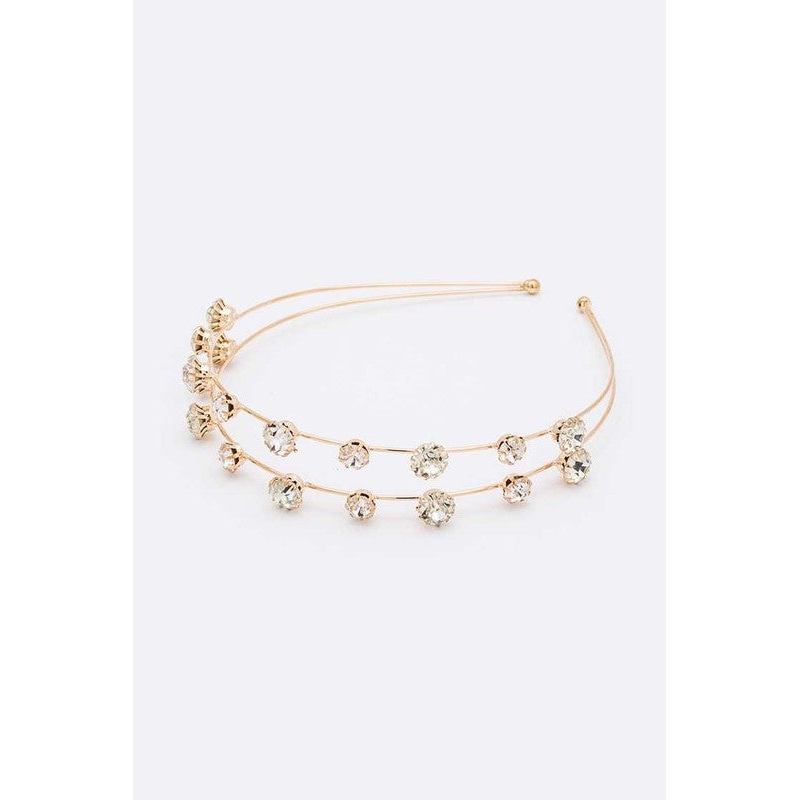 Crystal Iconic Double Row Headband Gold/Clear 1