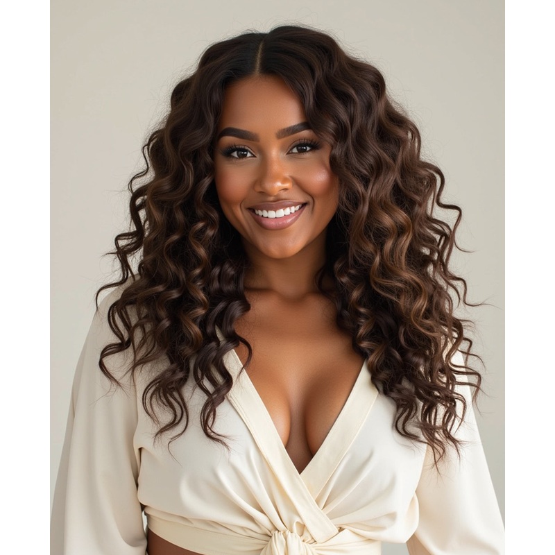 curly (3A curls) invisible clip-in hair extensions mocha balayage. 14″ Regular Classic