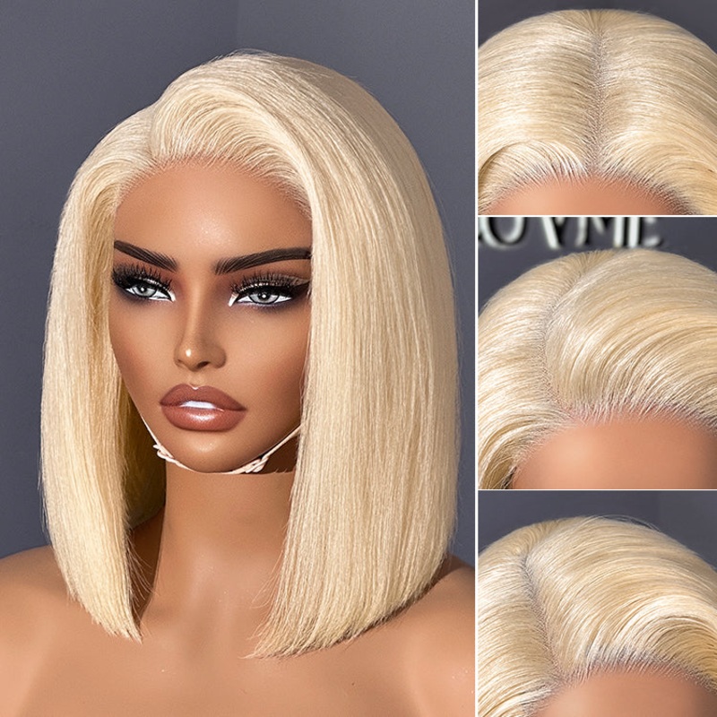 PreMax Wigs | Blonde 613 Silky Straight Glueless 5×5 Closure HD Lace Wig Pre-Cut Lace 8 Bob