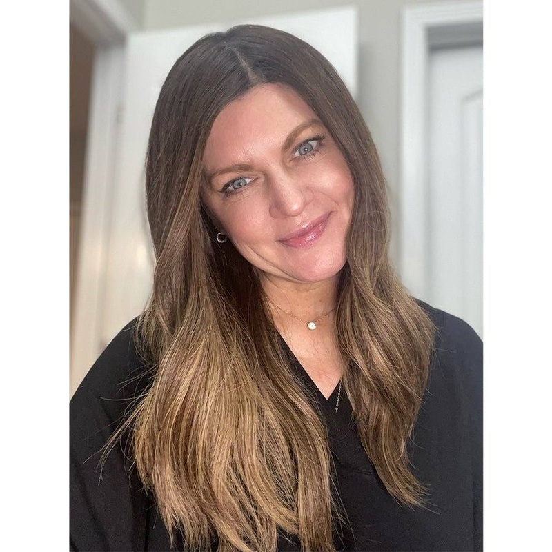 22″ Ponytail Silk Part Wig Medium Brown Balayage w/ Full Rooting