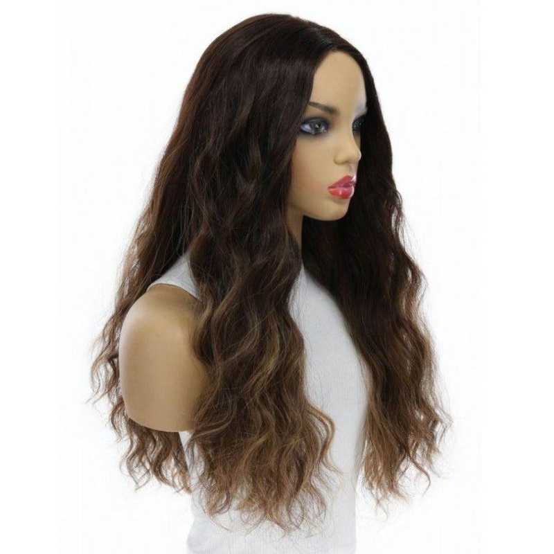 24″ Divine Lace Top Wig Dark Brown Balayage Wavy Zig Zag Lace Front