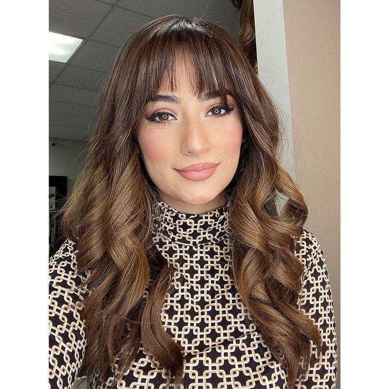 24″ Gisele Silk Top Wig Medium Brown Babylight w/ Partial Rooting & Bangs