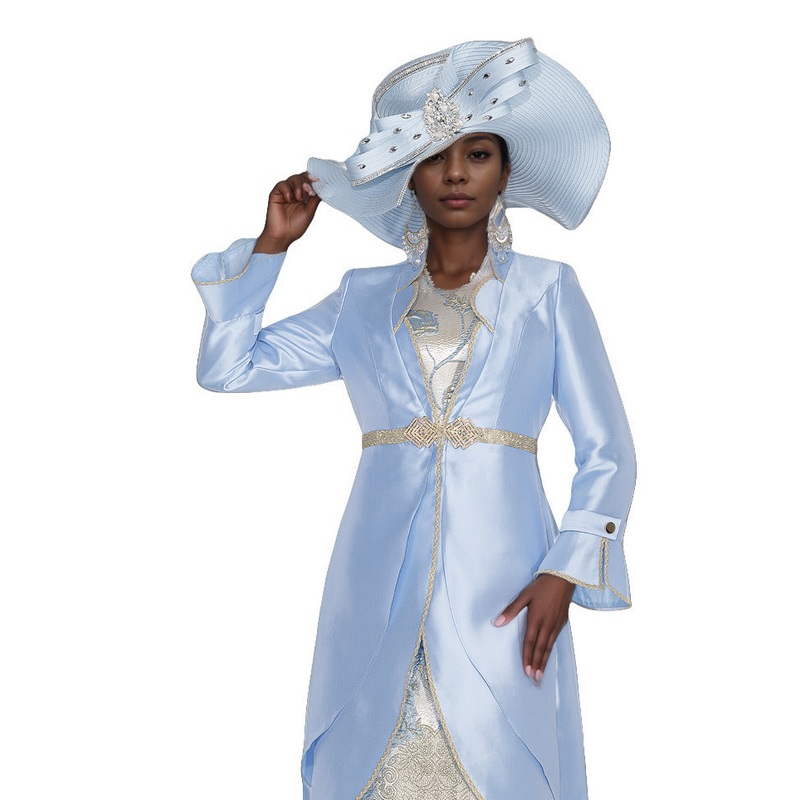 Beautiful Brocade Hat Light Blue OS