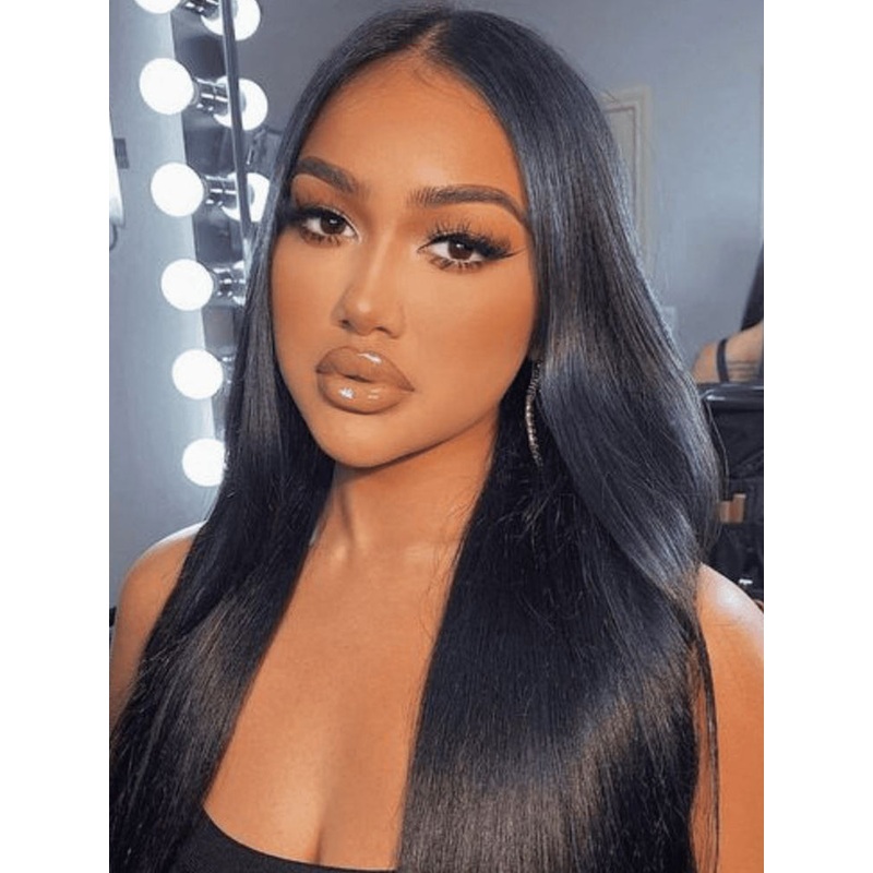 CurlyMe Straight Hair 180% Density U part Wig Affordable Machine Made Human Hair Wigs 8 180%