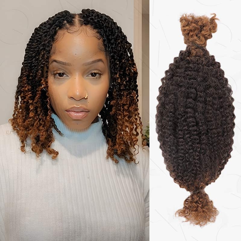 QVR Ombre Spring Twist Hair T1B/30 Color Type 3C 4A Hair Extensions Ombre #T1B/30 3 Packs (Full Head) 14”