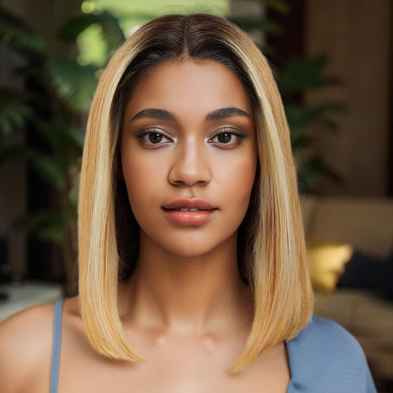 Flash Sale|Ombre 4/27/613 Straight T Lace Bob Wig #TTHL4/27/613 8”