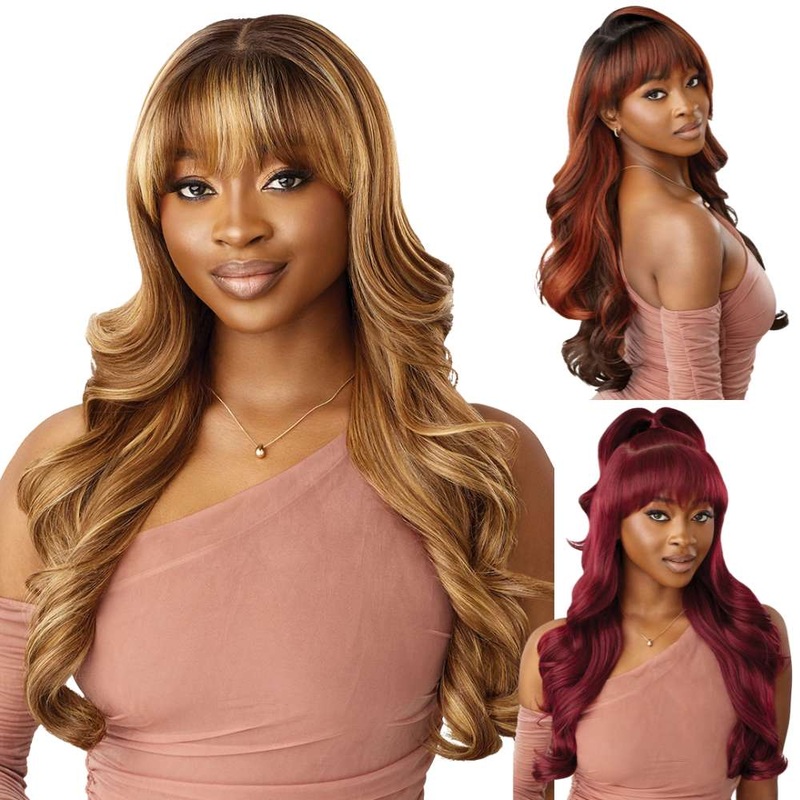 Outre Perfect Hairline Salon Styled Bangs 13X6 Lace Frontal Wig – Montana 1 JET BLACK