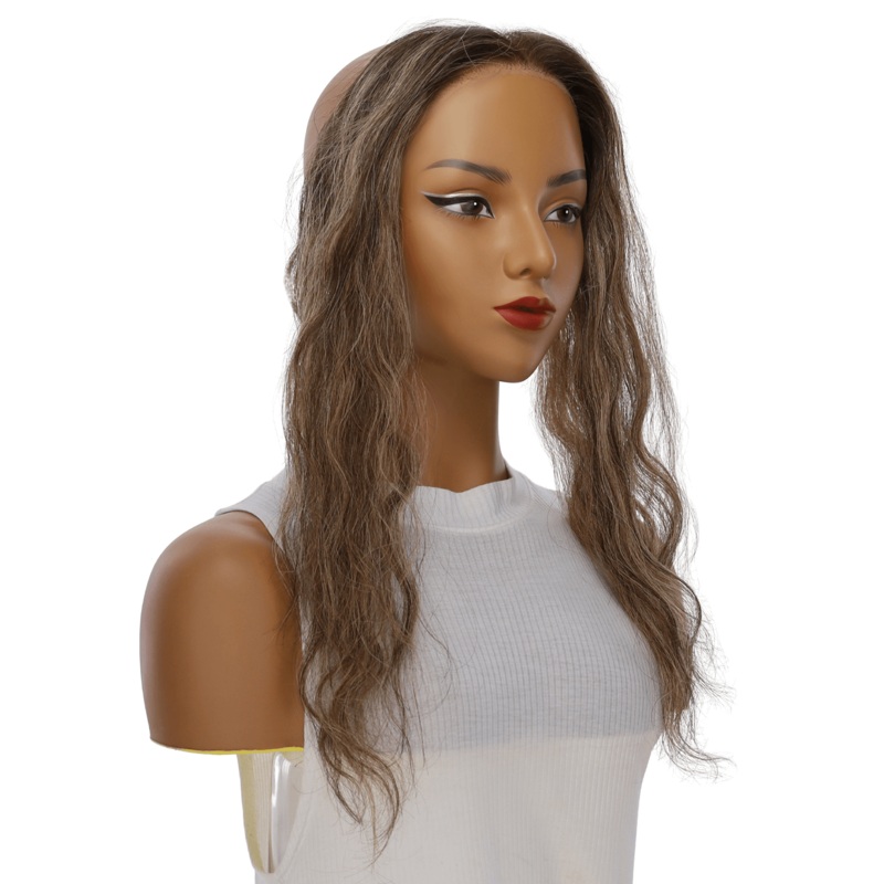 16″ Hairline Topper #Medium Brown w/ Highlights Wavy 3 cm