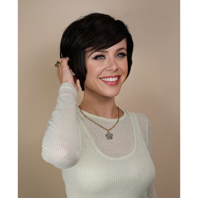 4×4 side bang lace front wig – 6″ dark brown.