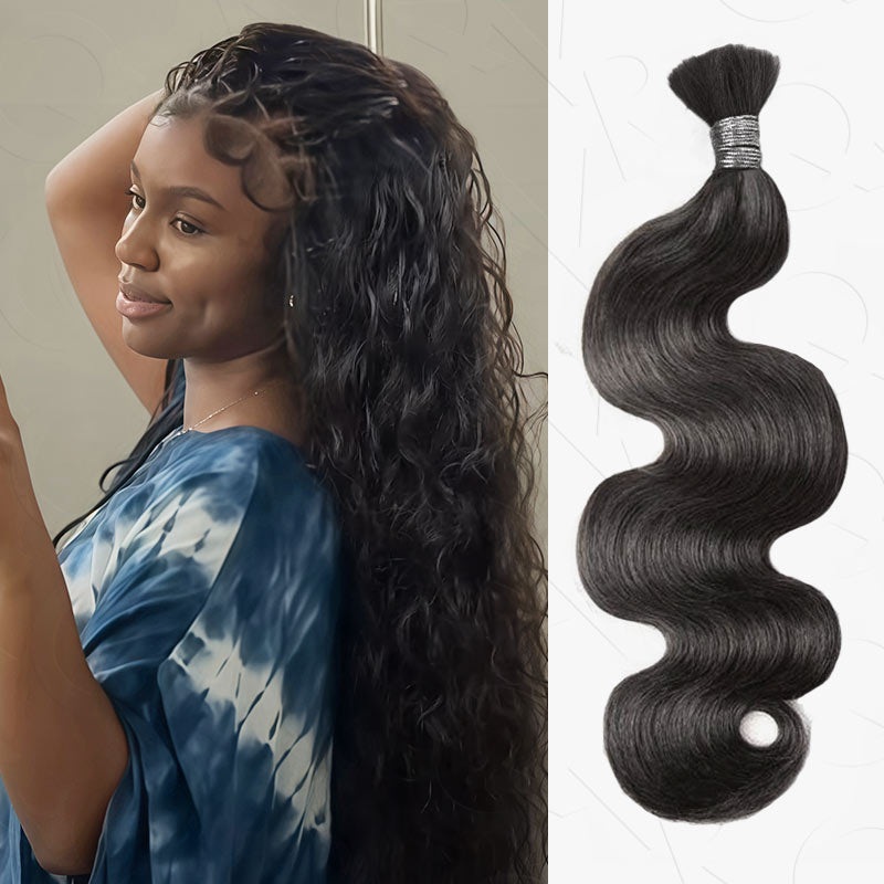 BOGO|Body Wave Bulk Hair Extensions for Boho Knotless Braiding Body Wave 3 Packs (Full Head) 14”