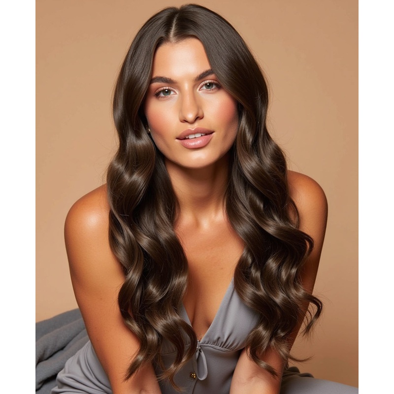 invisible clip-in extensions ash brown. 14″ Classic