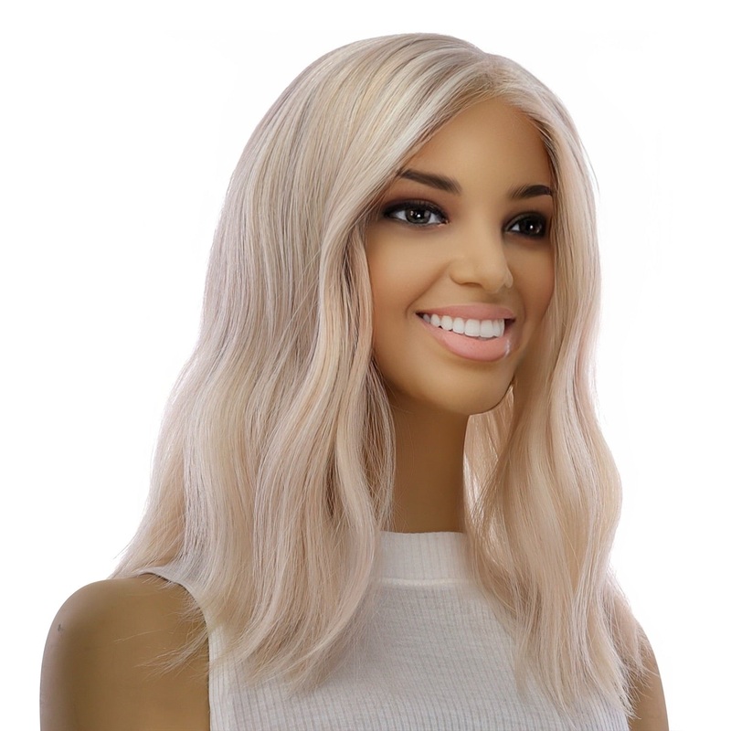 16″ Princess Silk Top Wig Ice Blonde Zig Zag Lace Front