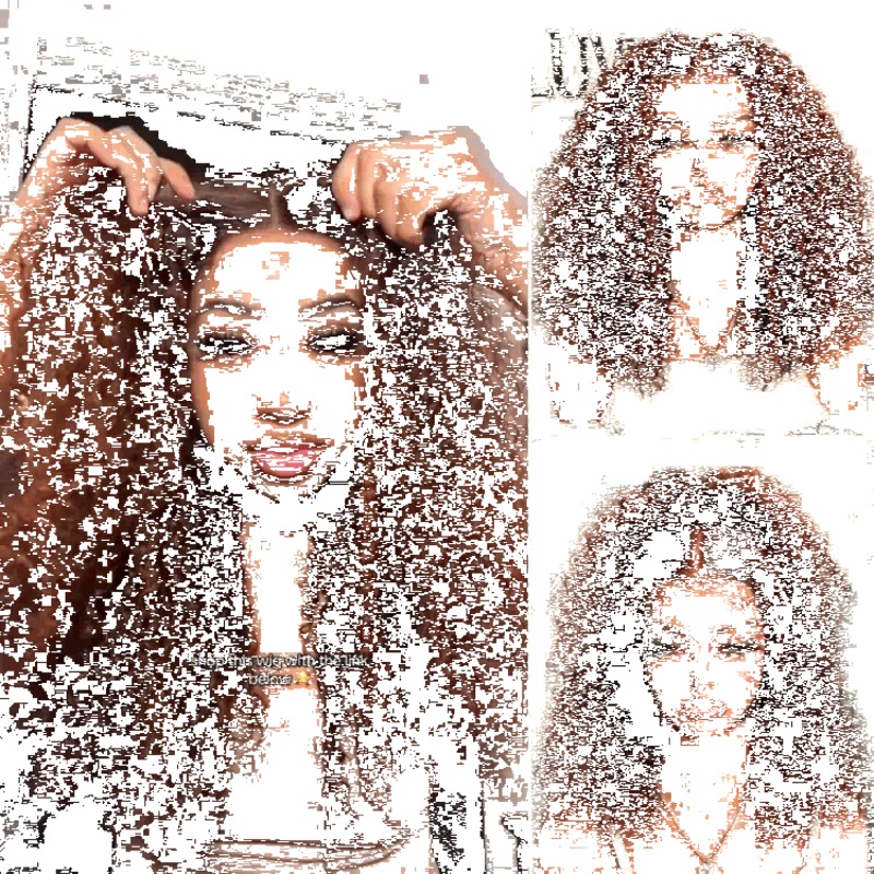 180% Density Copper Highlight Kinky Curly Glueless 5×5 Lace Closure Wig 14 No