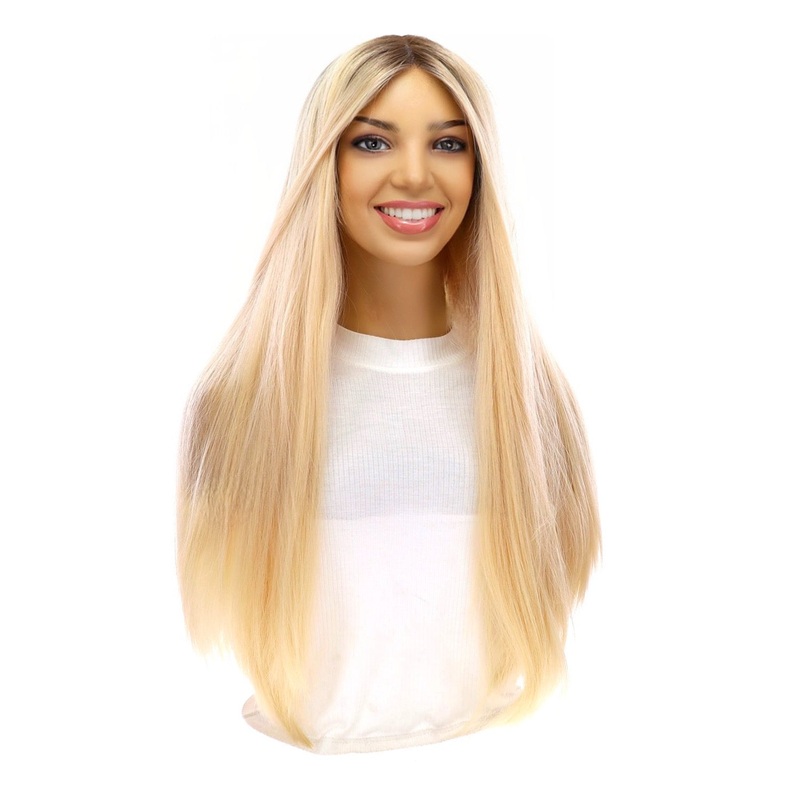 24″ Divine Lace Top Wig Warm Platinum Blonde Zig Zag Lace Front