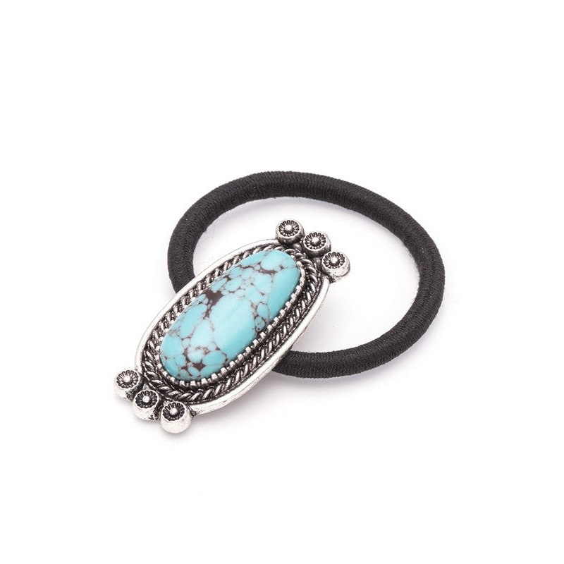 3 PC Squash Blossom Western Stone Hair Tie Red O/S