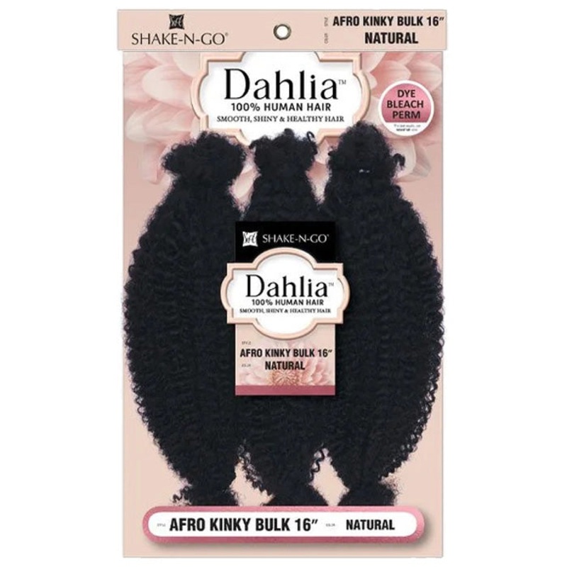 Dahlia by Shake N Go 100% Human Hair Braid – AFRO KINKY BULK 3 PCS 16″ 27