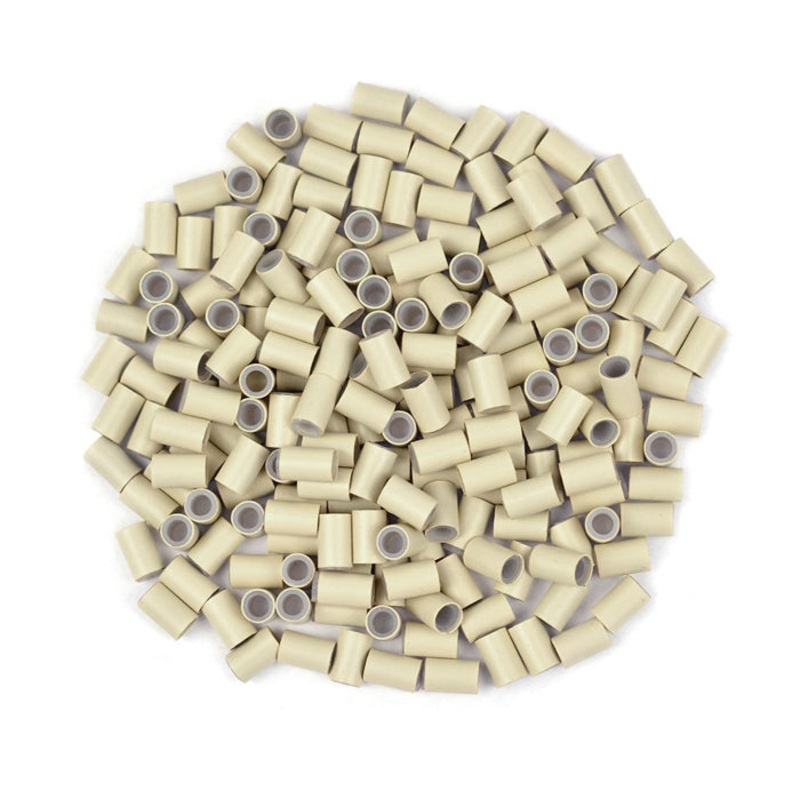 Eve Premium Silicone Lined i-Tip Hair Extension Links Beads Tube – MICRO RINGS 50 PCS (6 mm) Blonde