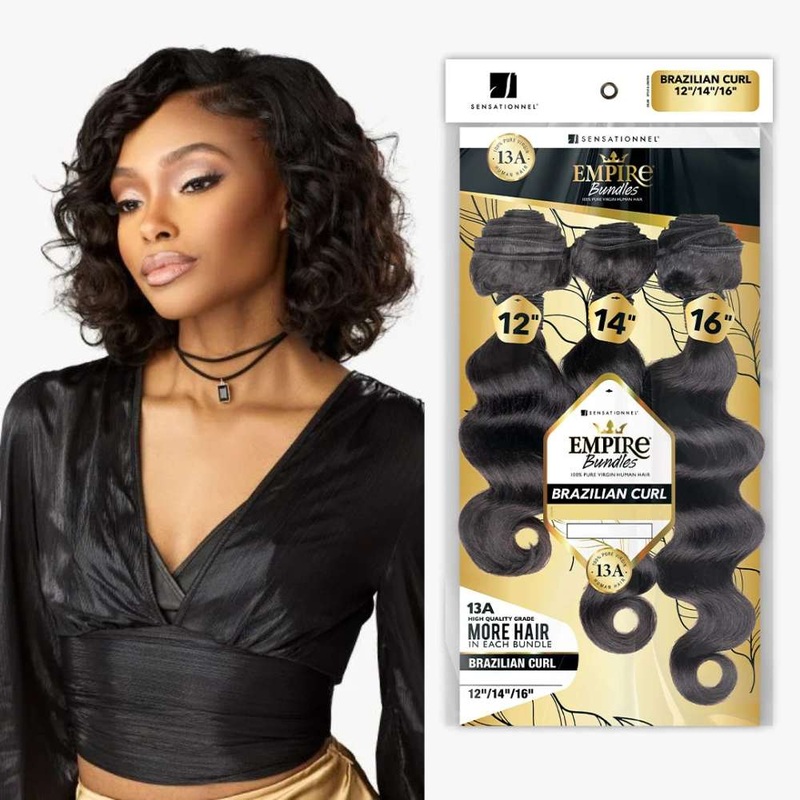 Sensationnel 13A Empire Bundles Virgin Human Hair Weave 3X Multi Pack – Brazilian Curl 10″ 12″ 14″ NATURAL