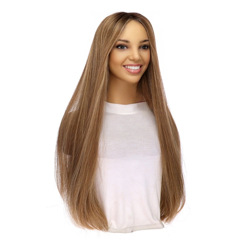26″ Divine Lace Top Topper Medium Blonde w/ Highlights Zig Zag Lace Front