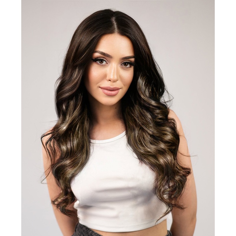 clip-in hair extensions ash brown balayage. 14″ Classic