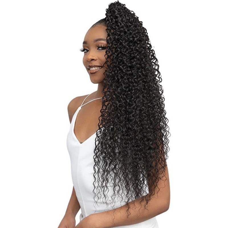 Janet Collection Remy Illusion Ponytail – WATER WAVE 32″ 1B