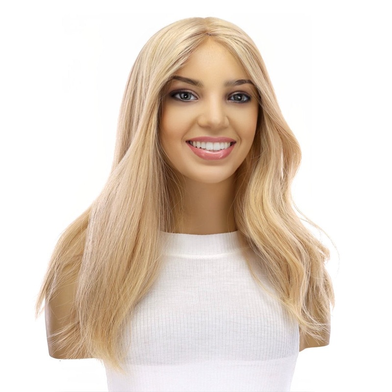 18″ Princess Silk Top Wig Golden Blonde No Root Zig Zag Lace Front