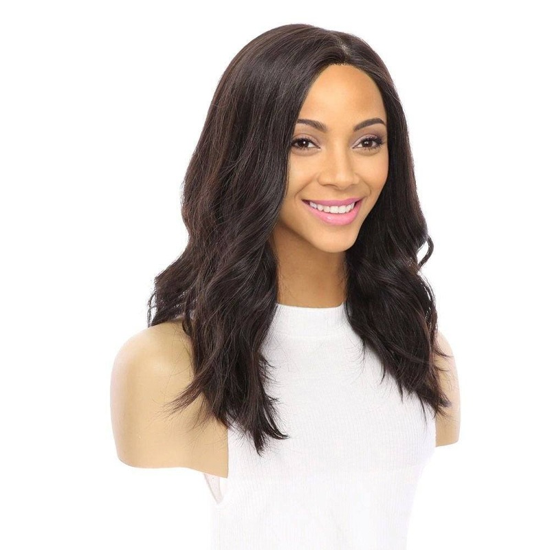 18″ Princess Silk Top Wig Soft Black Zig Zag Lace Front