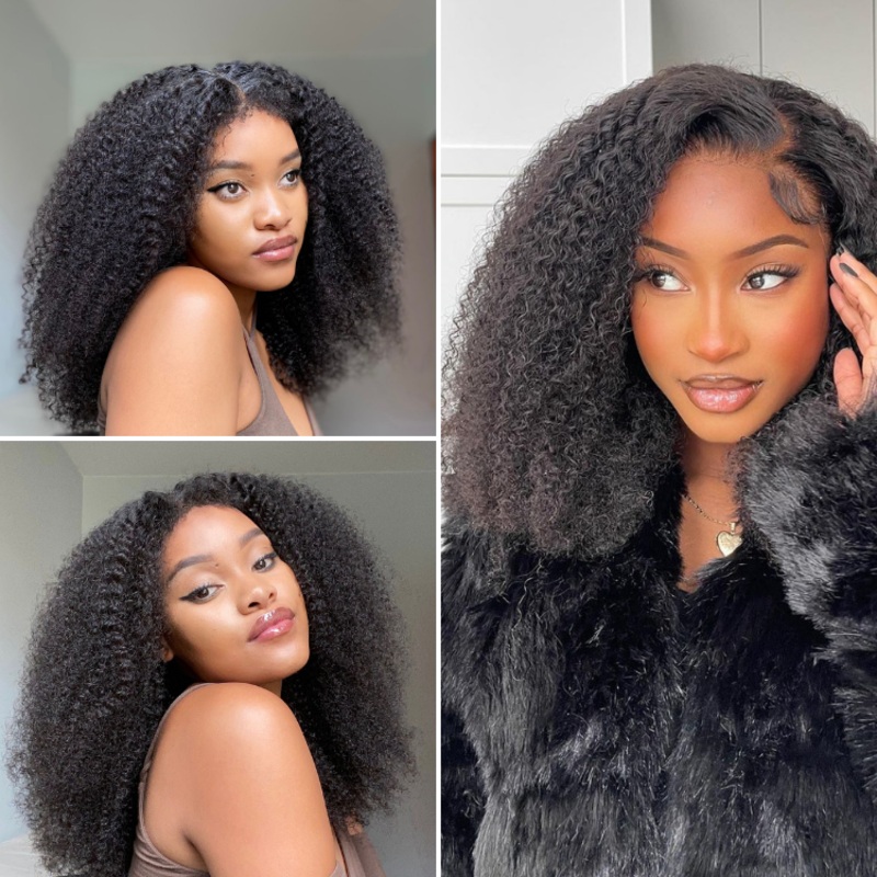 Afro Curly 13×4 Frontal HD Lace Glueless Free Part Long Wig 100% Human Hair | Large & Small Cap Size- US Only S (21.5”) 16