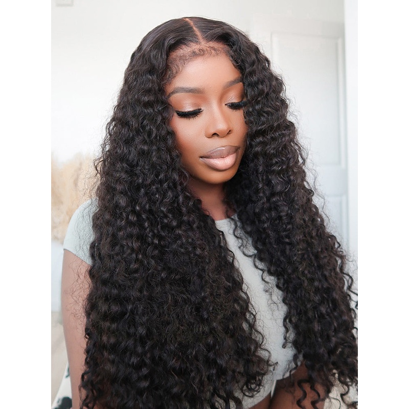 CurlyMe Natural Curly Hairline HD Lace Wigs with Curly Baby Hair Water Wave 13×4 18