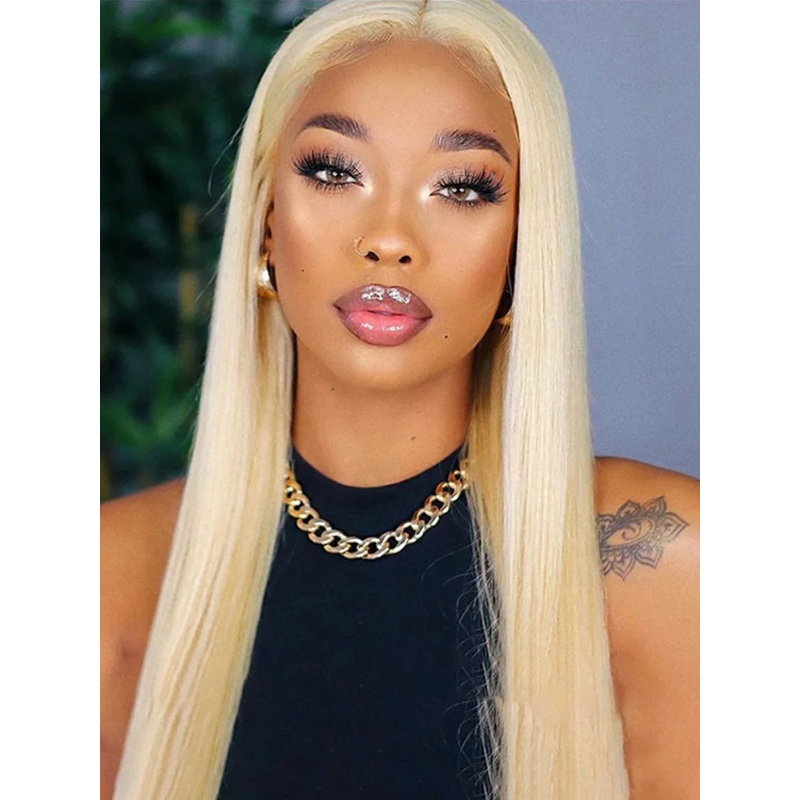 CurlyMe Pre-Plucked Wear Go Glueless Straight Hair 613 Blonde Pre-cut Swiss Lace 180% 10(bob)