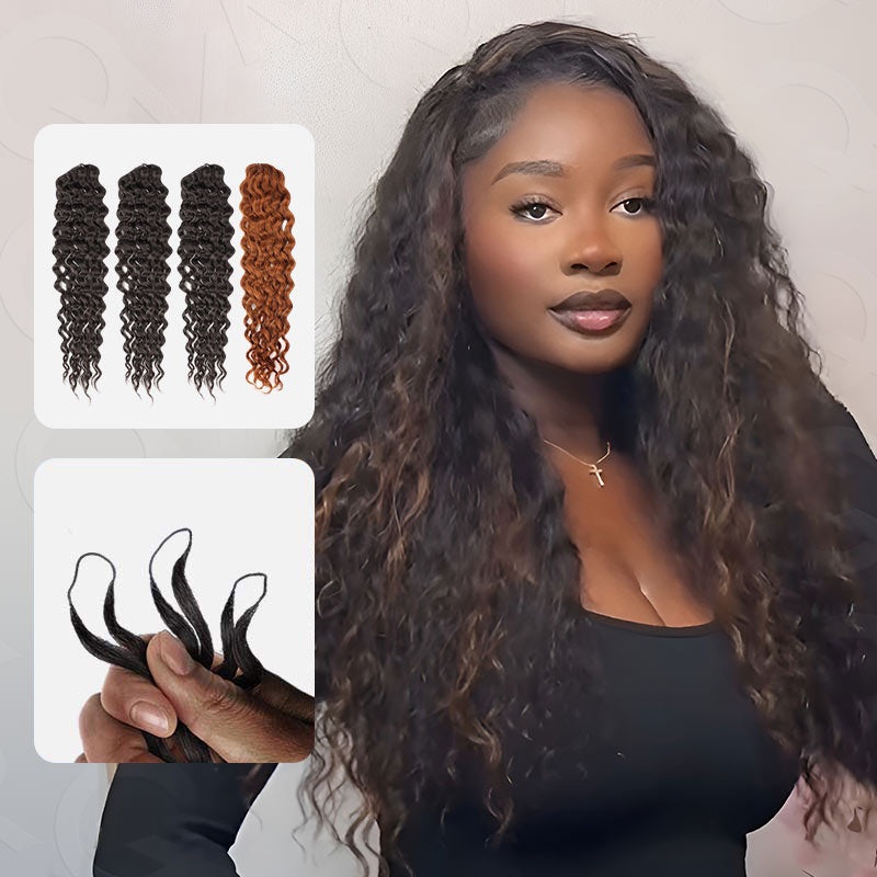 QVR 1 Pack Muti-Color Water Wave Crochet Braid Human Hair Extensions Natural Black #1B 12” 1 Pack Water Wave (about 54-58g)