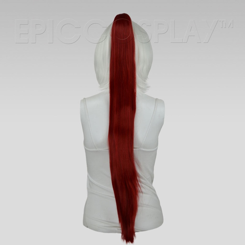35″ Dark Red Straight Ponytail Clipon