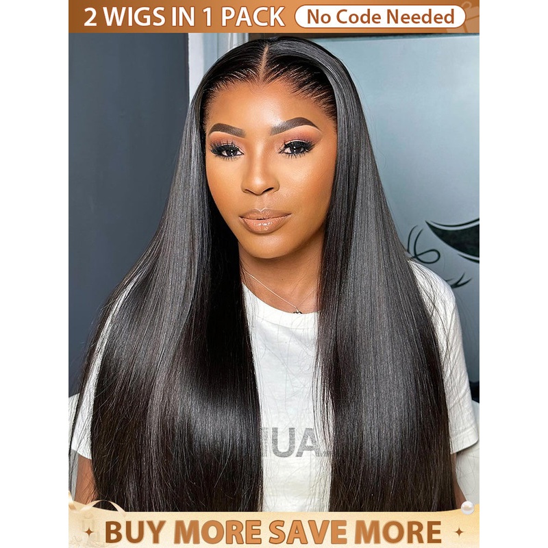 CurlyMe Pre-bleached Straight Hair Wear Go Glueless Wig 7×5 Pre-cut HD Lace Pre-plucked Straight-26 Straight-10