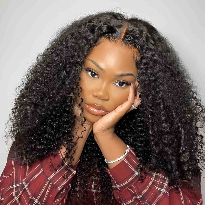 QVR Pre-plucked Undetectable 13×4/4×4/13×6 Transparent Lace Frontal Wig Kinky Curly Human Hair Wig 4×4 Lace 180% 14”